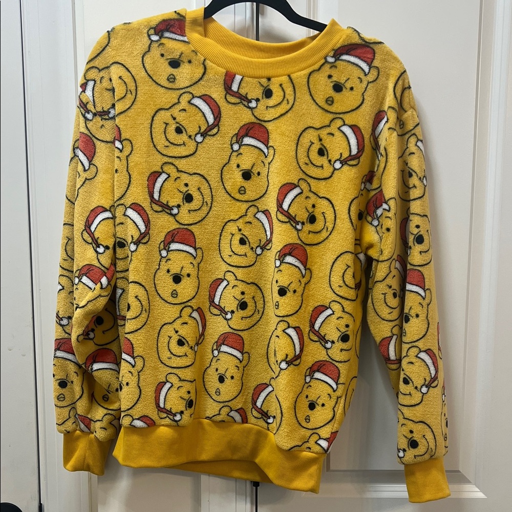 Disney Yellow Winnie the Pooh Santa Men's Sweater